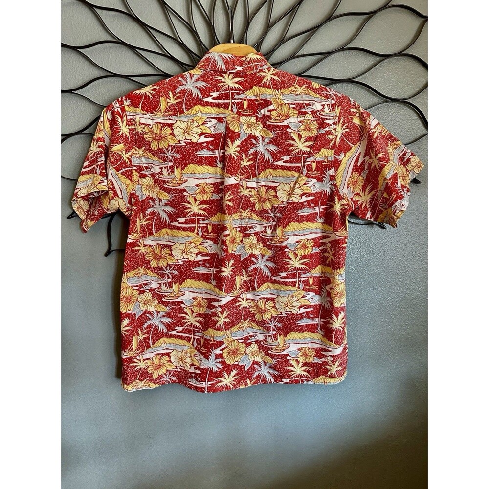 Vintage 1990-00s Go Barefoot  tiki floral‎  Hawaiian USA Large Shirt